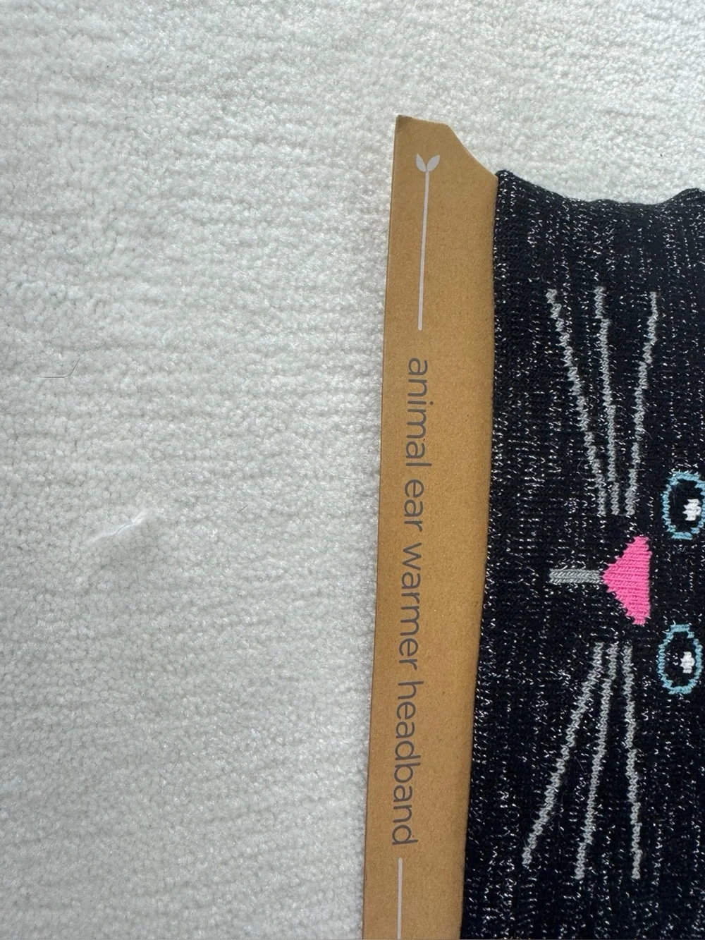 Cupcakes & Cartwheels Black Cat Knit Ear Warmer Headband Kids Winter Cozy Pink